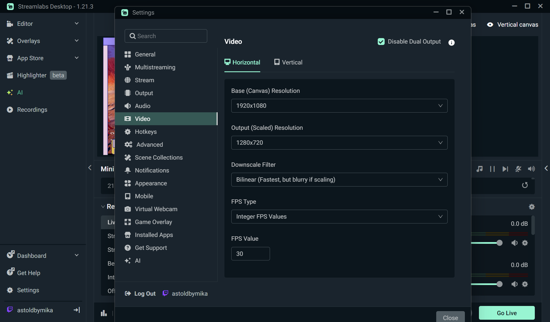 twitch dual streaming streamlabs desktop canvas editor